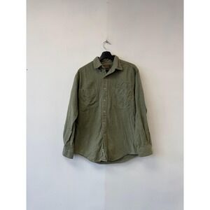 Vintage Eddie Bauer Shirt Mens‎ Medium Green Flannel Button Front Workwear 90s